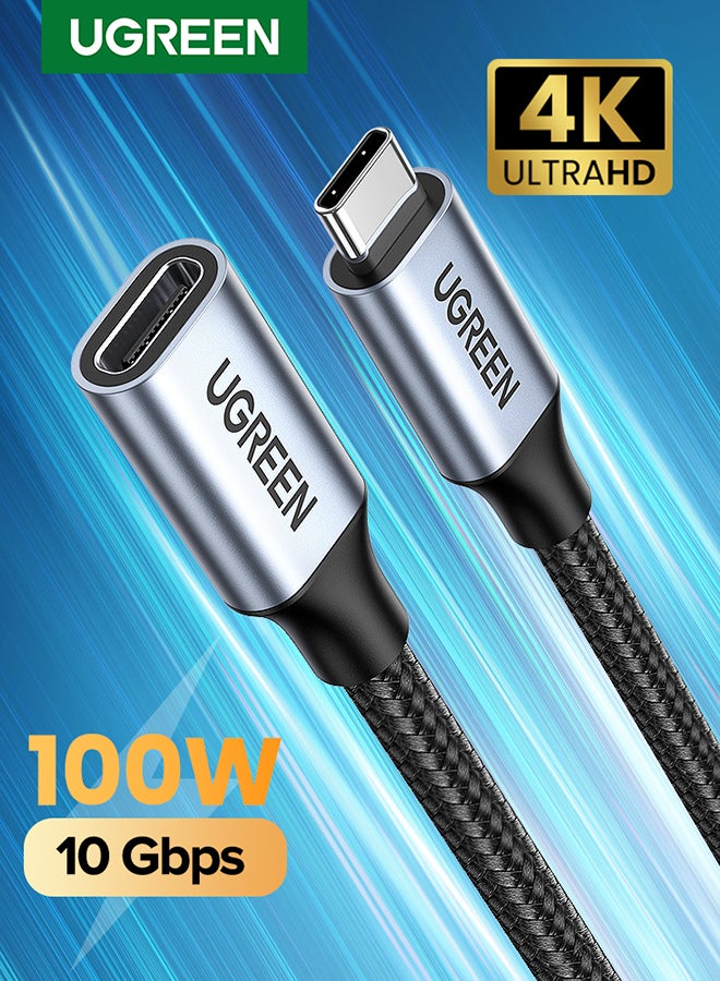 Ugreen USB C 3.1 Extension Braided Cable Type C Extension Wire USB C 3.1 Gen 2 5A Extended Cord Compatible For iPhone 16/15 Series, iPad Pro/mini, Macbook, Nintendo Switch, Samsung, Huawei - 1M Black  - Image 1