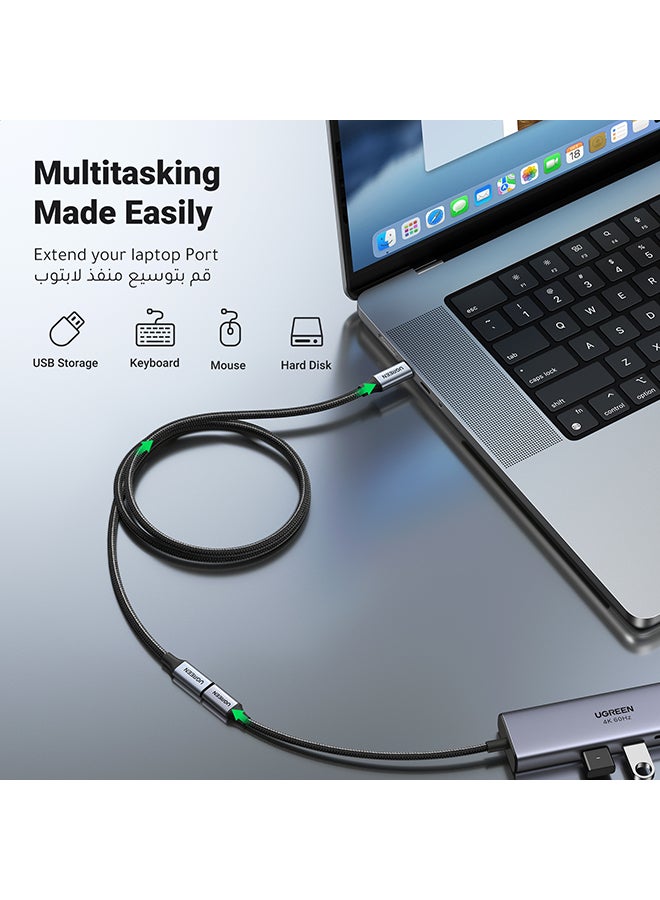 Ugreen USB C 3.1 Extension Braided Cable Type C Extension Wire USB C 3.1 Gen 2 5A Extended Cord Compatible For iPhone 16/15 Series, iPad Pro/mini, Macbook, Nintendo Switch, Samsung, Huawei - 1M Black  - Image 5