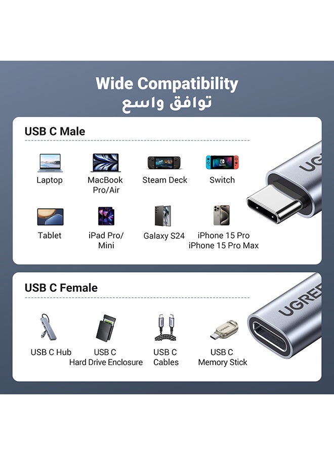 Ugreen USB C 3.1 Extension Braided Cable Type C Extension Wire USB C 3.1 Gen 2 5A Extended Cord Compatible For iPhone 16/15 Series, iPad Pro/mini, Macbook, Nintendo Switch, Samsung, Huawei - 1M Black  - Image 3