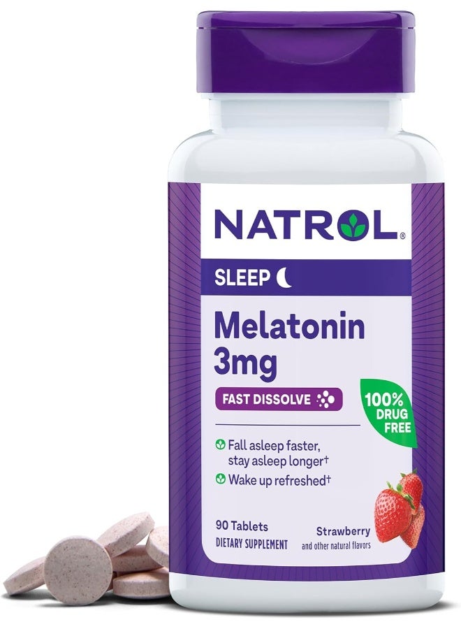 Natrol Sleep Melatonin, Fast Dissolve 3 mg, 90 Tablets Packaging May Vary - Image 1