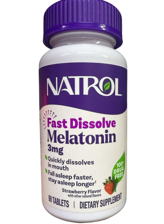 Natrol Sleep Melatonin, Fast Dissolve 3 mg, 90 Tablets Packaging May Vary - Image 1