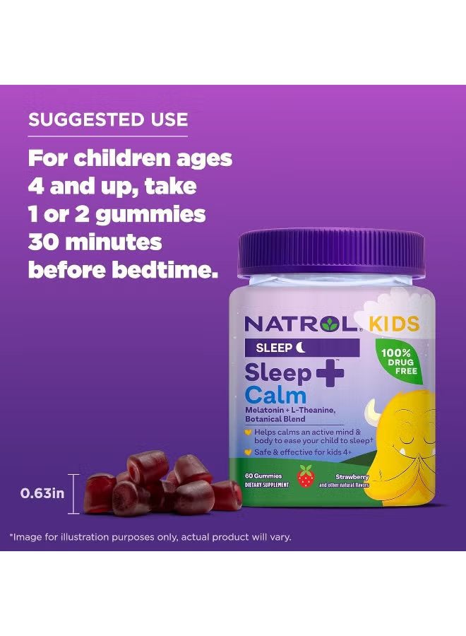 Natrol, Kids, Sleep +Ã‚Â® Calm Gummies, Age 4+, Strawberry, 60 Gummies - Image 5