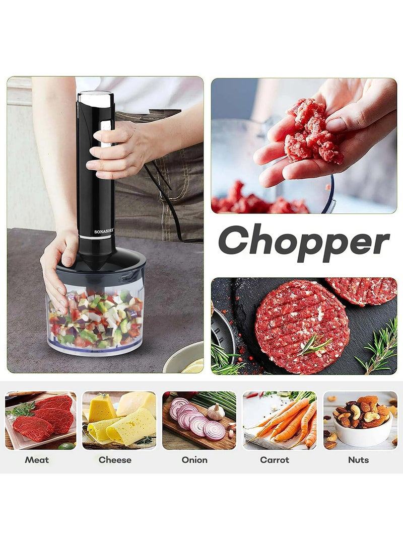 4-In-1 Hand Blender - Stainless Steel Blades with 2 Speed for Baby Food, Soup, Juice | 500ml Chopper Bowl, 700ml Plastic Jar and Blending Wand | Power Watt 250 SHB-185JCW Black - pnsku/N53400195A/45/_/1739971019/68644416-90bb-4c02-8484-5300f5a762e2