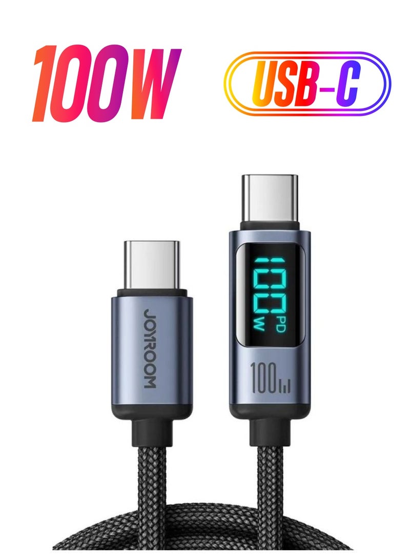 JOYROOM - 100W Usb C To Usb C Digital Display Cable Fast Charging Data Transfer Power Delivery For Samsung S21 Plus Huawei P30 Black - Image 1