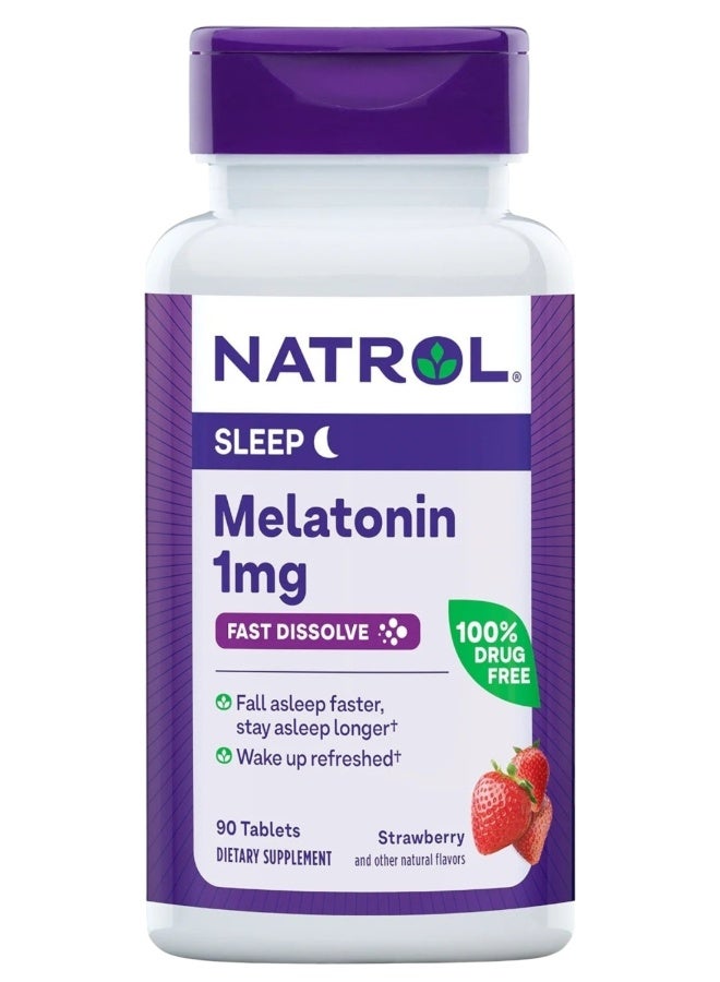 Natrol Sleep Melatonin, Fast Dissolve, 1mg, 90 Tablets Packaging May vary - Image 3