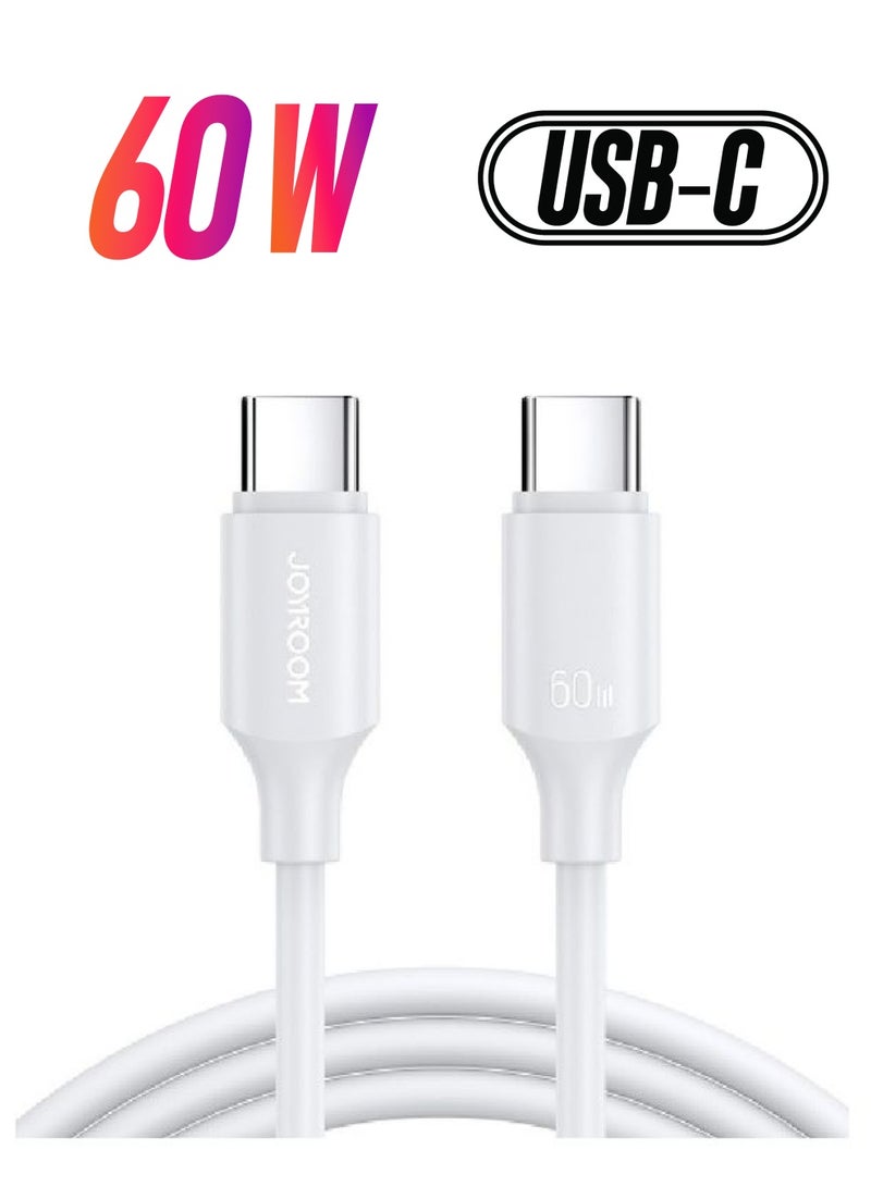 جوي روم كابل شحن سريع 60 وات من USB C إلى USB C بطول 1 متر من مادة البولي يوريثين الحراري من النوع C متوافق مع Samsung Galaxy S23/22/Z Fold/Z Flip وGoogle Pixel 7/6A وPS5 - Image 1