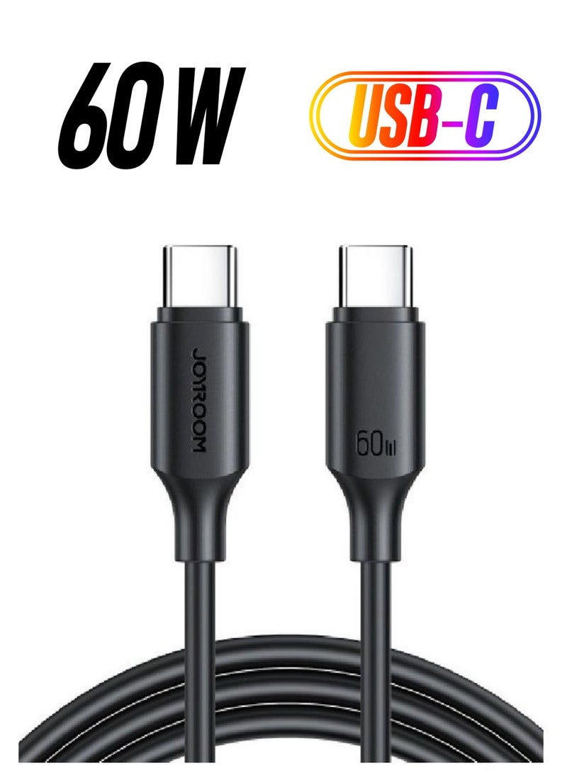 JOYROOM 60W Usb C To Usb C Cable 1M Pd Fast Charging Cord Type C Compatible With Samsung Galaxy S23/22/Z Fold/Z Flip Google Pixel 7 /6A Ps5 Black  - Image 1