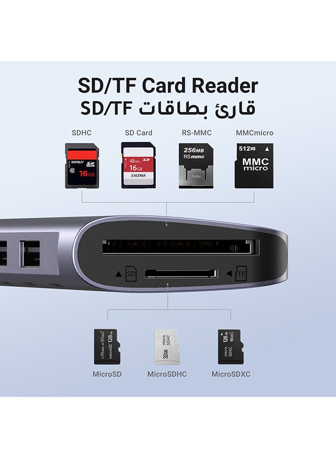 موزع USB C ب7 في 1 محول تايب سي بـواحد منفذ تايب سي ومنفذين USB-A 3.0 لنقل بيانات، مع منفذ شحن سريع 100W، منفذ 4K يواس بي سي الى HDMI، قارئ بطاقة SD/TF، محول متعدد المنافذ لأيفون 15 وماك بوك برو وماك اير رمادي - pnsku/N53400272A/45/_/1710670959/98df9582-39cb-440d-b3e4-213f3398aa22