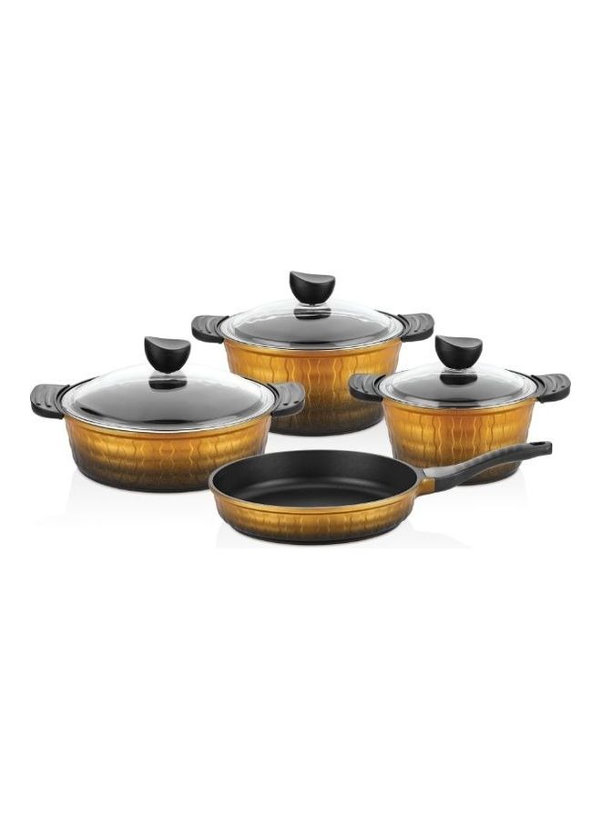 Royalford Royalford 7-Piece Die-Cast Cookware Set Gold  Die-Cast Aluminum Body with Extra Thick Base and Non-Stick Interior Gold 50x34x32cm  - Image 1