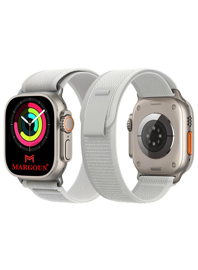 MARGOUN - Apple Watch Trail Band 49mm 45mm 44mm 42mm Nylon Woven Sport Strap For iWatch Series Ultra/8/7/SE/6/5/4/3/2/2 Dusky White - Image 1