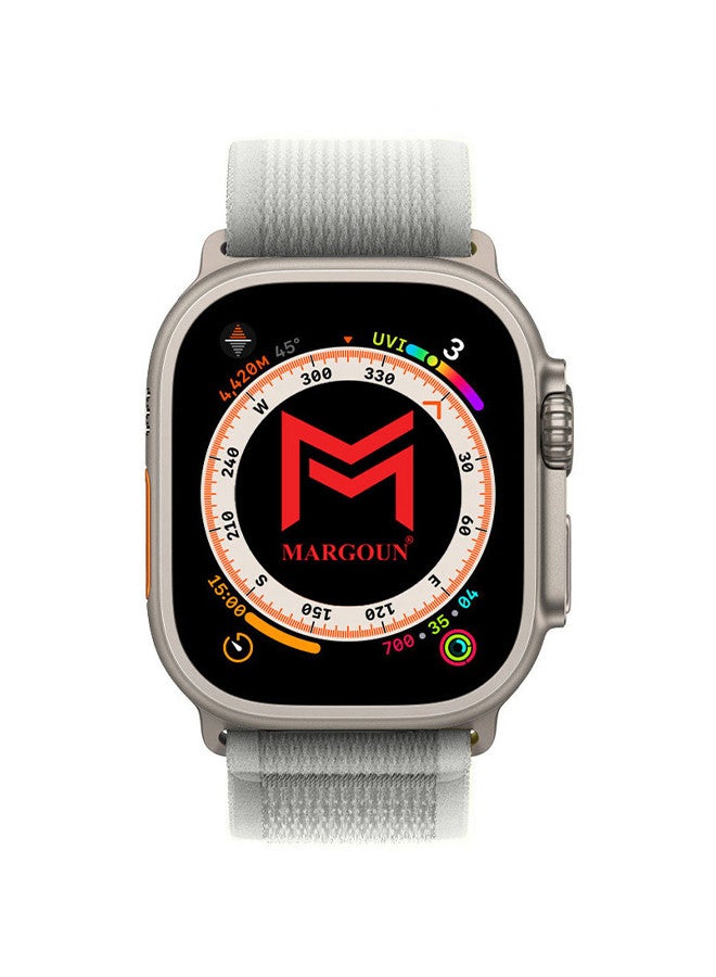 MARGOUN - Apple Watch Trail Band 49mm 45mm 44mm 42mm Nylon Woven Sport Strap For iWatch Series Ultra/8/7/SE/6/5/4/3/2/2 Dusky White - Image 1