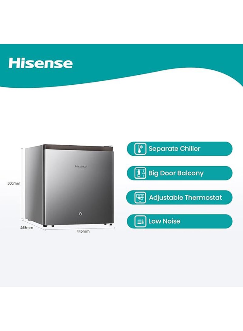 60l Gross and 45l Net Capacity Compact Single Door Refrigerator With Adjustable Thermostat Semi-auto Defrost Low Noise Silver RR60D4ASU Silver