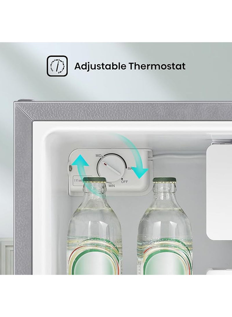 60l Gross and 45l Net Capacity Compact Single Door Refrigerator With Adjustable Thermostat Semi-auto Defrost Low Noise Silver RR60D4ASU Silver