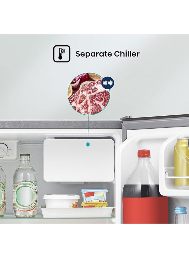 60l Gross and 45l Net Capacity Compact Single Door Refrigerator With Adjustable Thermostat Semi-auto Defrost Low Noise Silver RR60D4ASU Silver