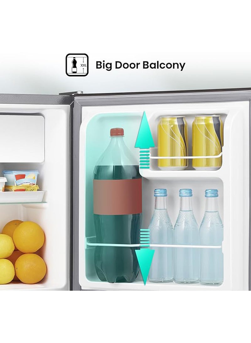 60l Gross and 45l Net Capacity Compact Single Door Refrigerator With Adjustable Thermostat Semi-auto Defrost Low Noise Silver RR60D4ASU Silver