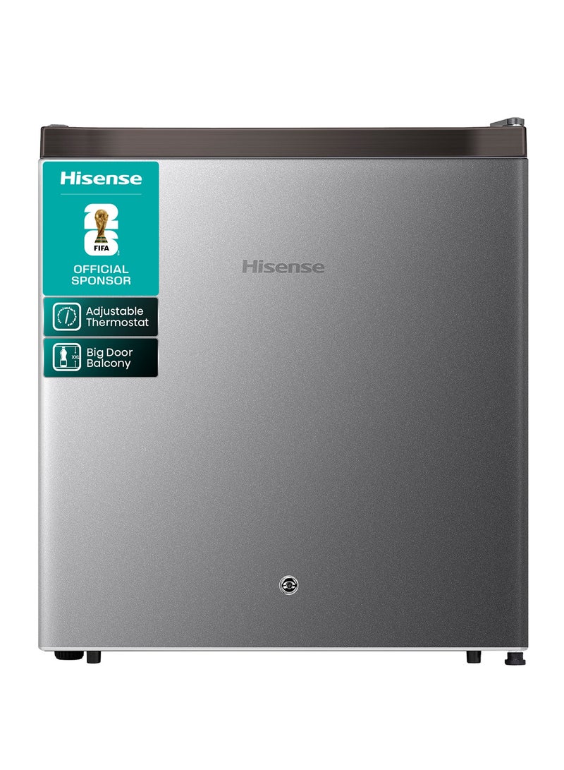 Hisense Gross 60L/Net 45L Single Door Refrigerator Minibar Fridge RR60D4ASU, Adjustable Thermostat, Big Door Balcony, Separate Chiller, Low Noise RR60D4ASU Silver - Image 1