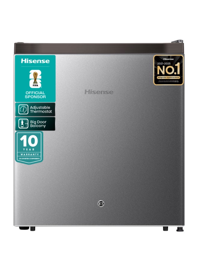 Gross 60L/Net 45L Single Door Refrigerator Minibar Fridge RR60D4ASU, Adjustable Thermostat, Big Door Balcony, Separate Chiller, Low Noise RR60D4ASU Silver