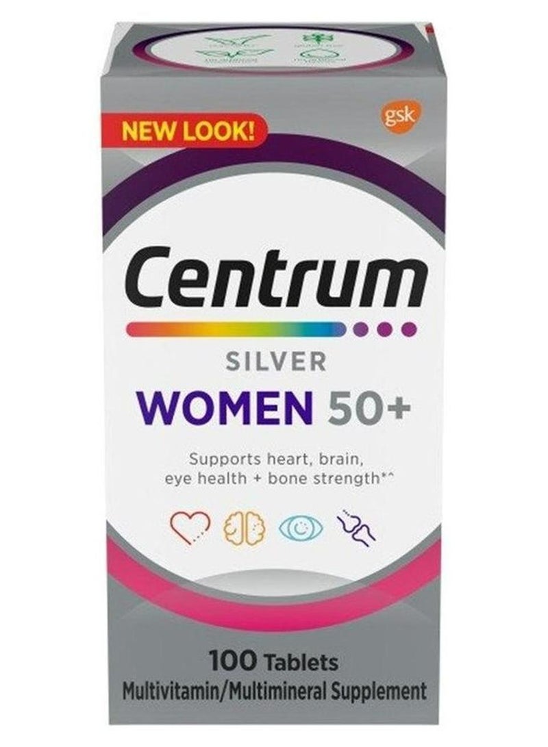 سنتروم فيتامينات متعددة ومعادن متعددة فضي 50+ للنساء، 100 قرص - Image 1