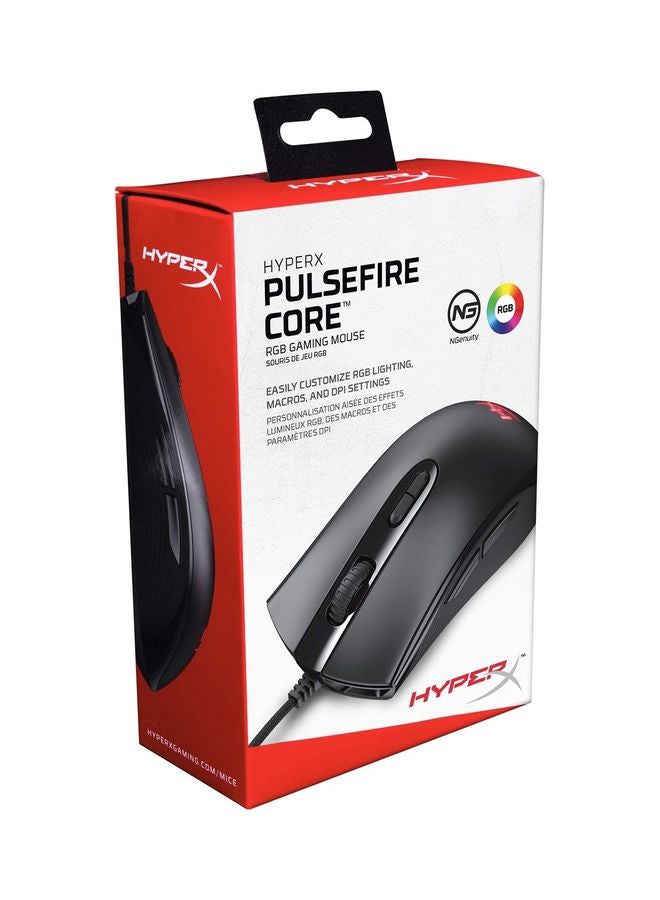 HYPERX - Pulsefire Core RGB Gaming Mouse, RGB Light Effects, Pixart 3327 Sensor up to 6,200 DPI, 7 Programmable Buttons, Comfortable Symmetric Design, Black | 4P4F8AA - Image 1