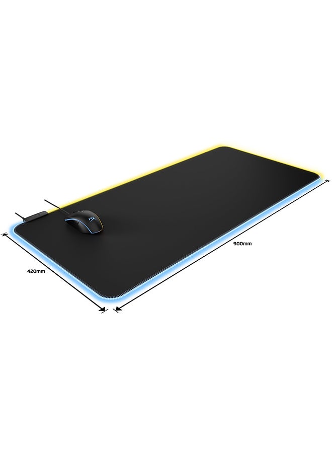 HYPERX - Pulsefire Mat RGB Gaming Mouse Pad, 2 RGB Lighting Zones, 3 Profiles Onboard Memory, Cloth Rubber Material, Anti-Slip Rubber Base, Seamless, Anti-Fray Stitching, XL, Black | 4S7T2AA - Image 1