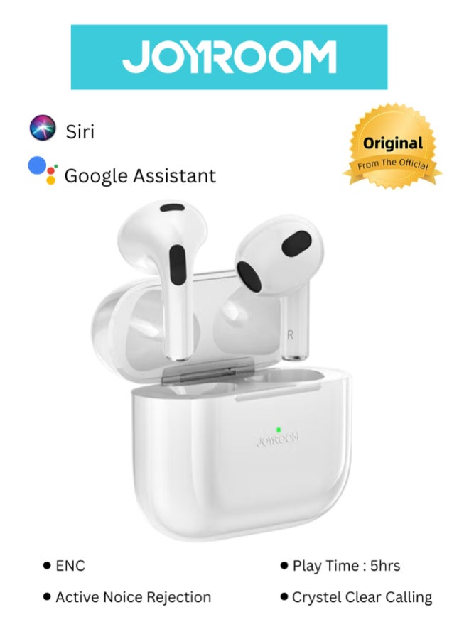 JOYROOM T03S Plus Wireless Earbuds – Hd Sound, Bluetooth 5.0, Touch Sensor Control, 24H Playtime, Magnetic Charging Case, Ergonomic Fit White - Image 1