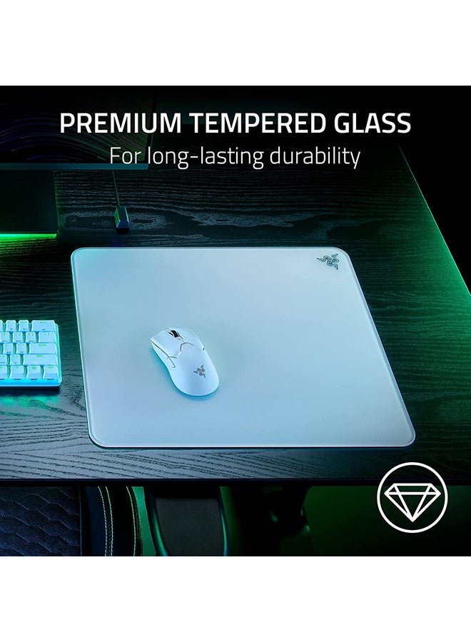 RAZER Razer Atlas Tempered Glass Gaming Mouse Mat, Ultra-Smooth Micro-Etched Surface, Dirt and Scratch-Resistant, Anti-Slip Base, Quiet Mouse Movements - White  - Image 2