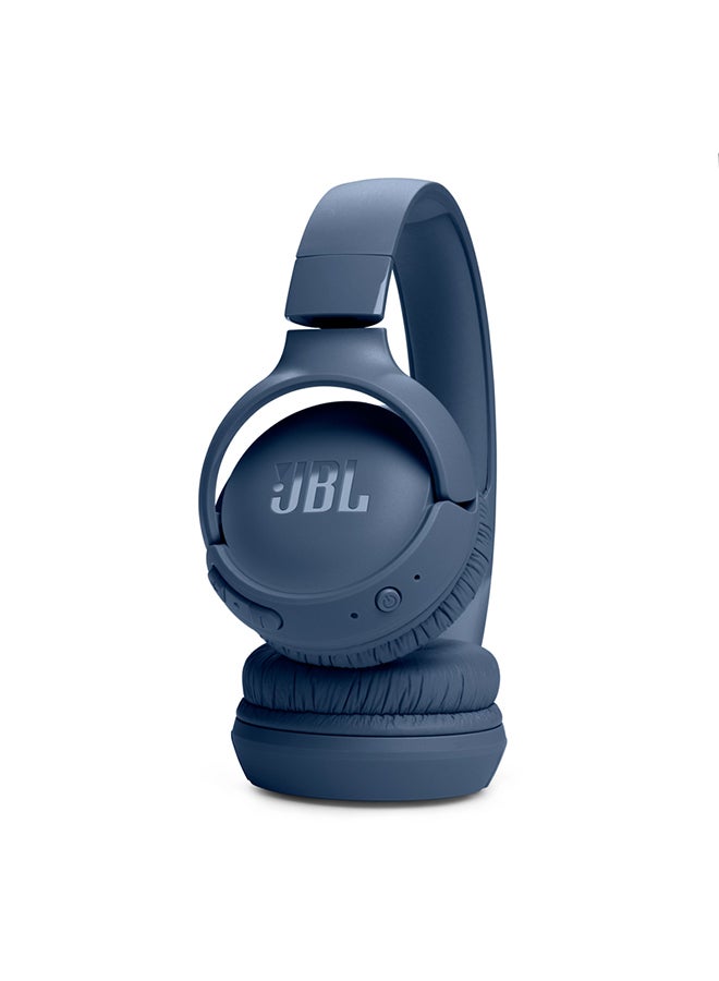 JBL Tune 520Bt Wireless On Ear Headphones Pure Bass Sound 57H Battery Hands Free Call Plus Voice Aware Multi Point Connection Lightweight And Foldable Blue - Image 4