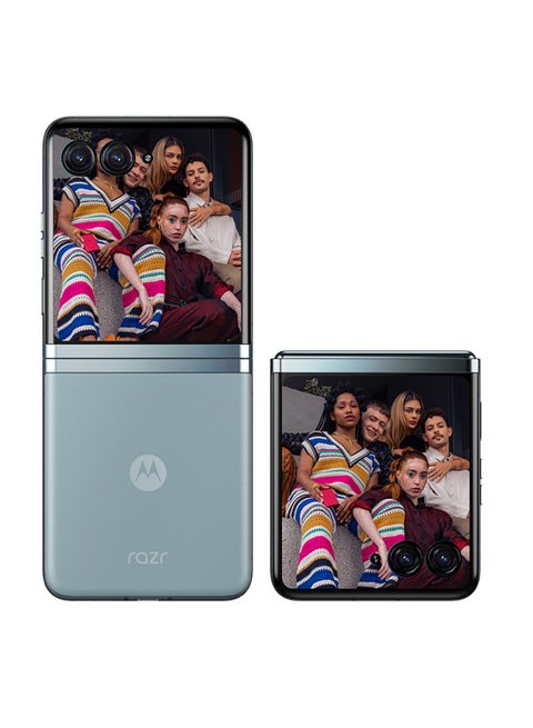هاتف Razr 40 Ultra ثنائي الشريحة باللون الأزرق الجليدي وذاكرة الوصول العشوائي (RAM) سعة 8 جيجابايت وسعة 256 جيجابايت يدعم تقنية 5G - إصدار الشرق الأوسط