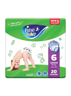 Fine Baby Diapers Size 6 Junior (16+ Kg) 20 Count - New And Improved Doublelock Leak Barriers  - Image 1