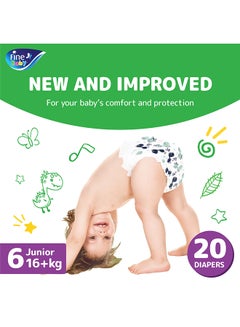 Fine Baby Diapers Size 6 Junior (16+ Kg) 20 Count - New And Improved Doublelock Leak Barriers  - Image 2