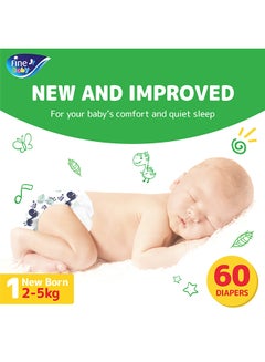Fine Baby 60-Piece Diapers Newborn (Size 1) (2-5 KG)  - Image 2