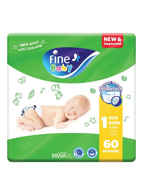 60-Piece Diapers Newborn (Size 1) (2-5 KG)