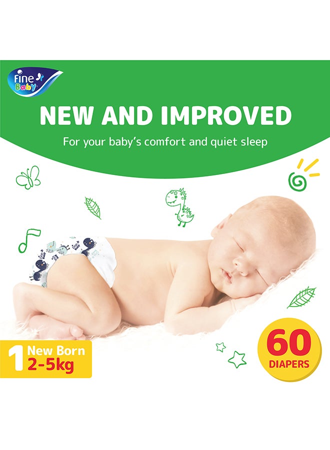 Fine Baby 60-Piece Diapers Newborn (Size 1) (2-5 KG) - Image 2