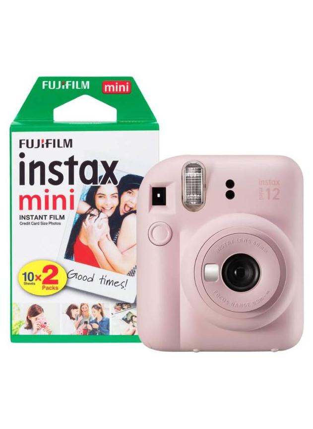 فوجي فيلم كاميرا Instax Mini 12 للأفلام الفورية مع مجموعة مكونة من 20 فيلمًا باللون الوردي - Image 1