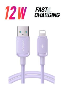 Multi-Color Series 2.4A USB To Lightning Fast Charging Data Cable For iPhone 1.2M Purple
