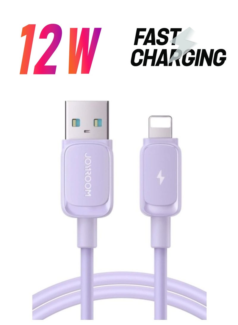 JOYROOM - Multi-Color Series 2.4A USB To Lightning Fast Charging Data Cable For iPhone 1.2M Purple - Image 1