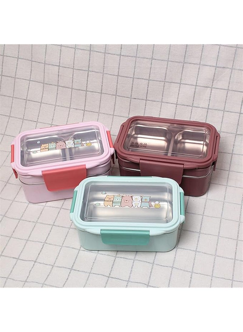 رويال فورد صندوق غداء مع أدوات مائدة وغطاء شفاف لون وردي 18.6x13.5x7 سم - Image 2