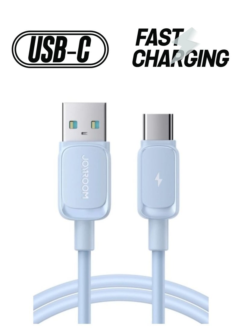 JOYROOM S-AC027A14 Series 3A USB To USB C Type C Fast Charging Data Cable Compatible For Samsung S21 S20 Note 20 10 9 Huawei P30 P20 Lite Mate 20 Pro P20 LG G5 G6 Xiaomi Mi 1.2M Blue  - Image 1
