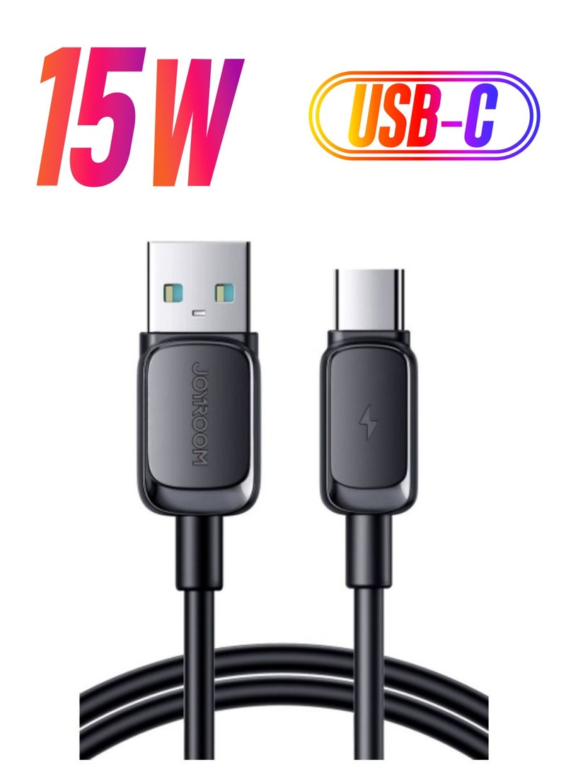 JOYROOM S-AC027A14 Series 3A USB To USB-C Type C Fast Charging Data Cable Compatible For Samsung S21 S20 Note 20 10 9 Huawei P30 P20 Lite Mate 20 Pro P20 LG G5 G6 Xiaomi Mi 1.2M Black  - Image 1
