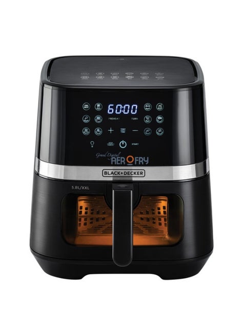 12-in-1 Digital Air Fryer, 8.5L/2Kg Capacity, Rapid Hot Air Circulation for Frying, Grilling, Baking and Broiling, Brushed Matte Finish, Viewing Window - 5.8 L 1800 W AF5800-B5 Black