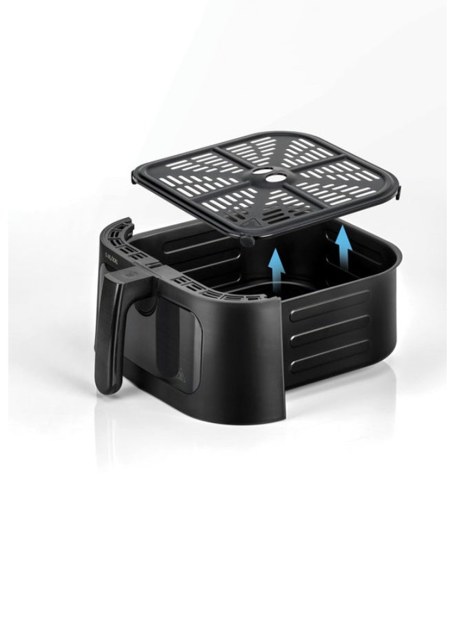 الهوائي الرقمي 12 في 1، سعة 8.5 لتر/2 كجم، دوران الهواء الساخن السريع للقلي، والشواء، والخبز، والشوي، تشطيب غير لامع، نافذة عرض 5.8 L 1800 W AF5800-B5 أسود/فضي