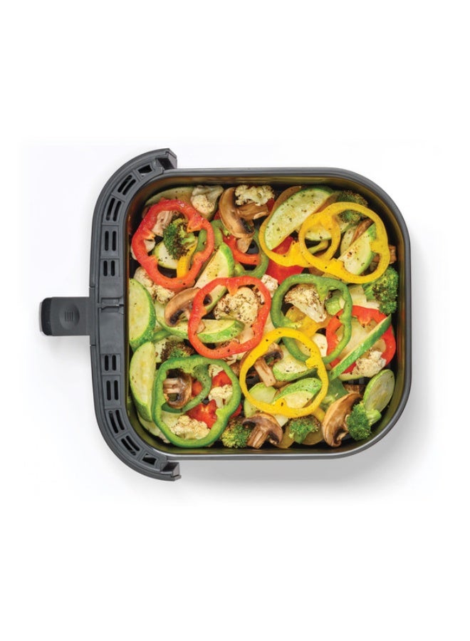 الهوائي الرقمي 12 في 1، سعة 8.5 لتر/2 كجم، دوران الهواء الساخن السريع للقلي، والشواء، والخبز، والشوي، تشطيب غير لامع، نافذة عرض 5.8 L 1800 W AF5800-B5 أسود/فضي