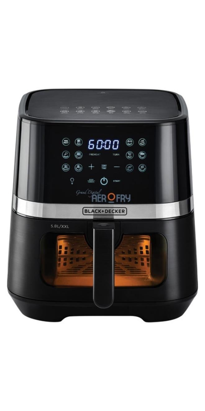 BLACK+DECKER 12-in-1 Digital Air Fryer, 8.5L/2Kg Capacity, Rapid Hot Air Circulation for Frying, Grilling, Baking and Broiling, Brushed Matte Finish, Viewing Window - 5.8 L 1800 W AF5800-B5 Black - Image 1