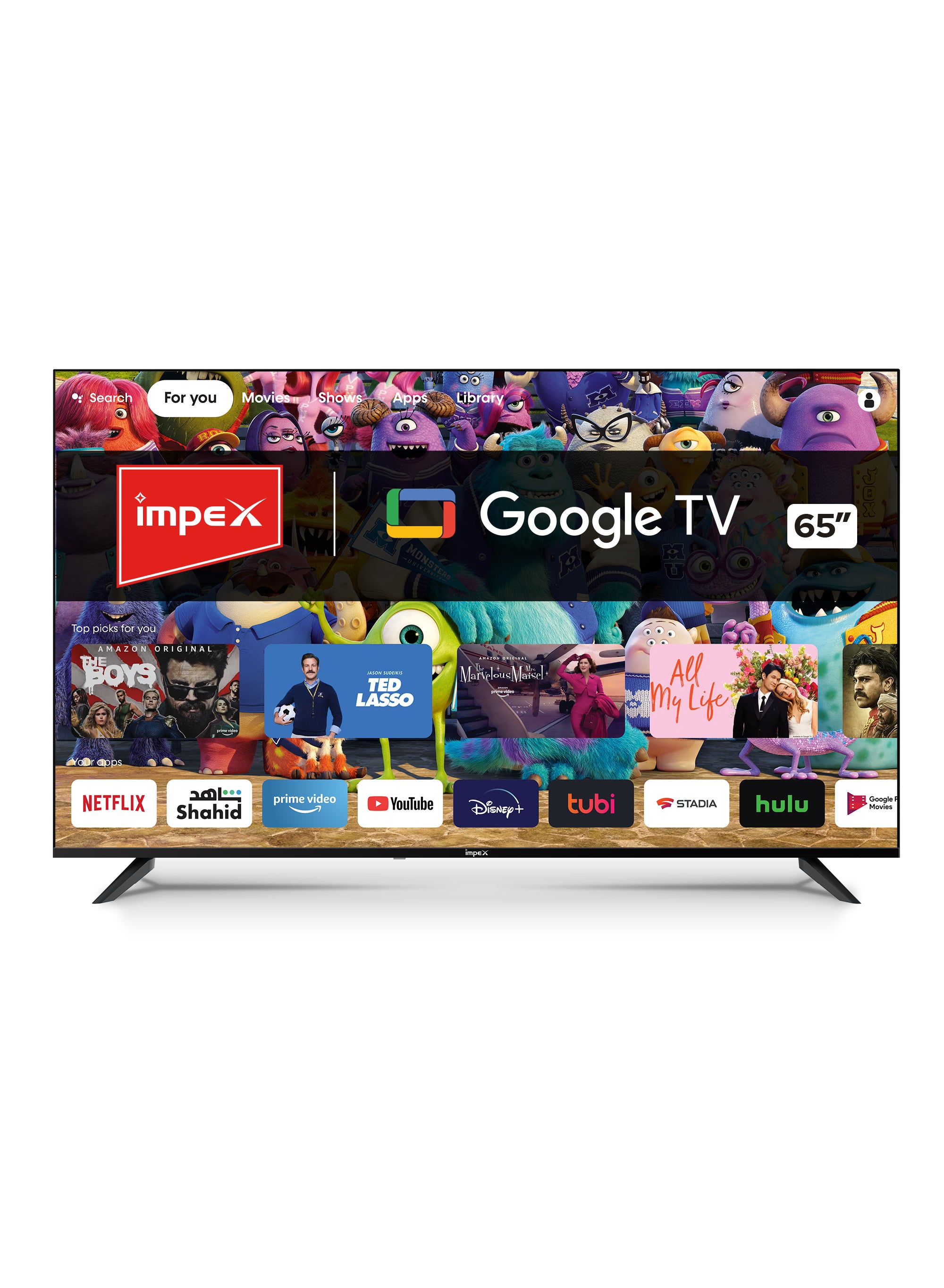 Impex 65 Inch 4K Ultra HD Smart LED Google TV With Free Wall Mount, Super Slim Design, Dolby Vision Atmos, Support Wi-Fi, Bluetooth, Optical, DVB T2/S2, HDMI ARC With eARC & USB Connectivity With Voice Remote EvoQ 65S4RLC2 Black 