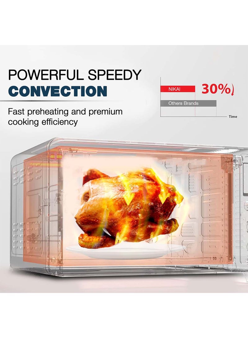 NIKAI Microwave Oven, Digital Touch Control, Child Safety-Lock, 10/11 Power Levels And 6 Auto Menus, Cooking End Signal, Touch Control Panel, Convenient Pull Hand Door 20 L 700 W NM02010DBX Black - Image 5