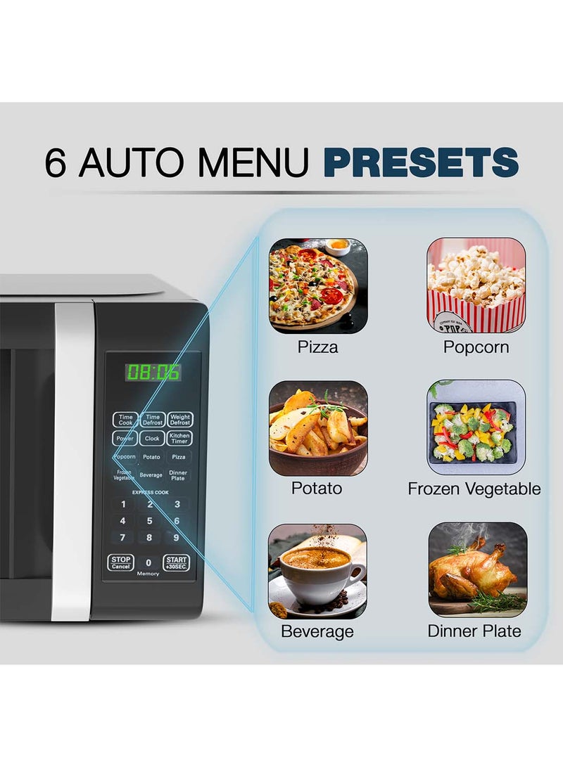 NIKAI Microwave Oven, Digital Touch Control, Child Safety-Lock, 10/11 Power Levels And 6 Auto Menus, Cooking End Signal, Touch Control Panel, Convenient Pull Hand Door 20 L 700 W NM02010DBX Black - Image 4