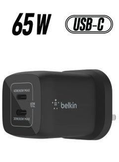 65W Dual USB Type C Wall Charger With GaN Technology   Fast ChargIng Power Delivery 3.0   Compatible With iPhone iPad MacBook Samsung Galaxy Pixel And More   Black Black