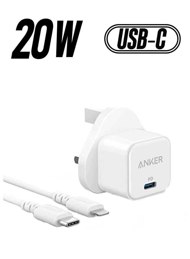 Anker - PowerPort III 20W Cube With PowerLine III Usb C To Lightning White - Image 1