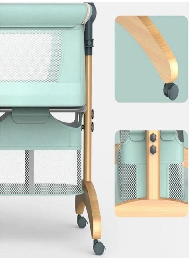 Baby love Portable Movable Foldable Solid Wood Cradle  Multifunctional-Green 33-602-12G  - Image 4
