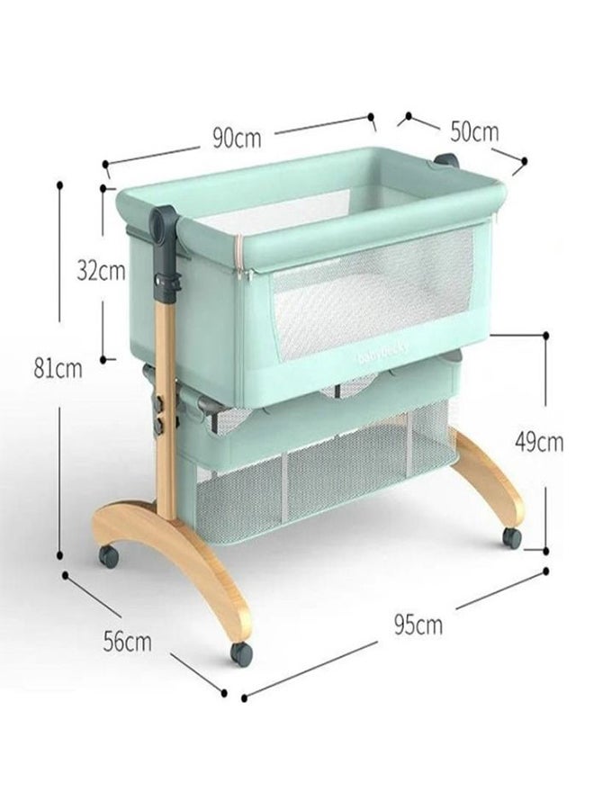 Baby love Portable Movable Foldable Solid Wood Cradle  Multifunctional-Green 33-602-12G  - Image 2